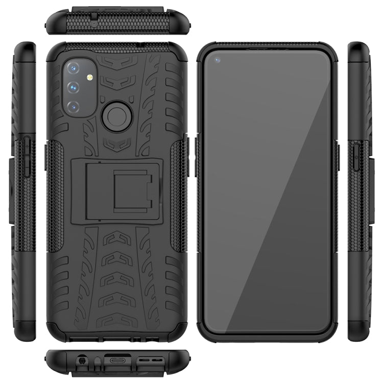 For OnePlus Nord N100 Tire Texture Shockproof TPU+PC Protective Case with Holder