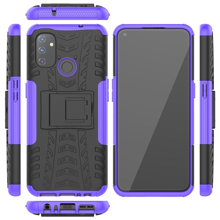For OnePlus Nord N100 Tire Texture Shockproof TPU+PC Protective Case with Holder
