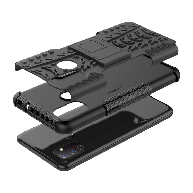For OnePlus Nord N100 Tire Texture Shockproof TPU+PC Protective Case with Holder