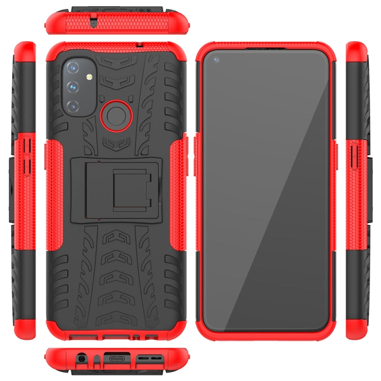 For OnePlus Nord N100 Tire Texture Shockproof TPU+PC Protective Case with Holder