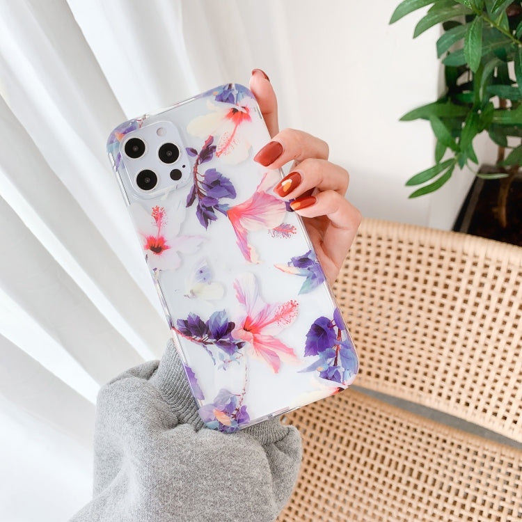 For iPhone 12 / 12 Pro Hollow Flowers Pattern TPU Protective Case