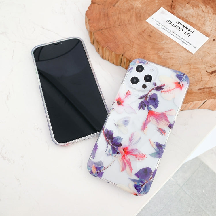 For iPhone 12 / 12 Pro Hollow Flowers Pattern TPU Protective Case