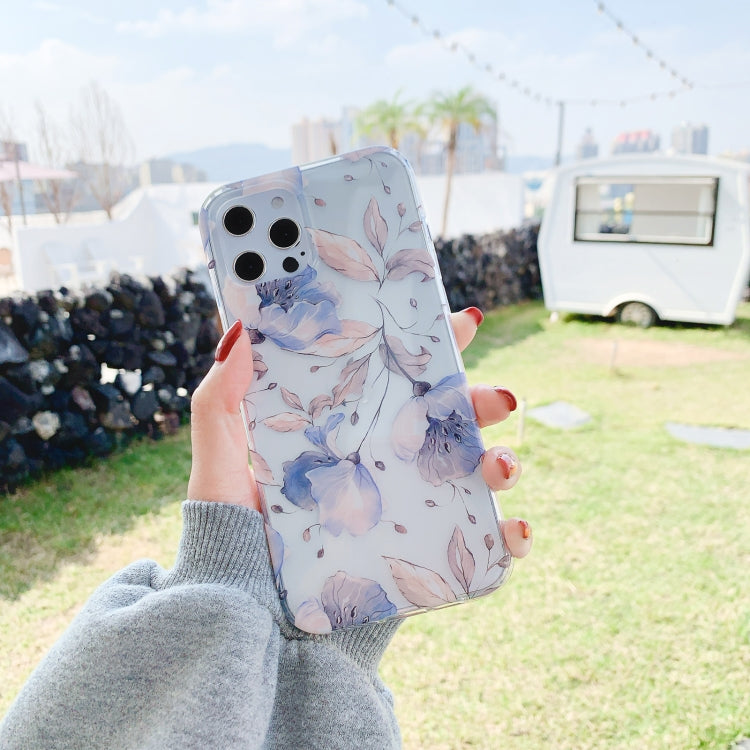 For iPhone 12 / 12 Pro Hollow Flowers Pattern TPU Protective Case