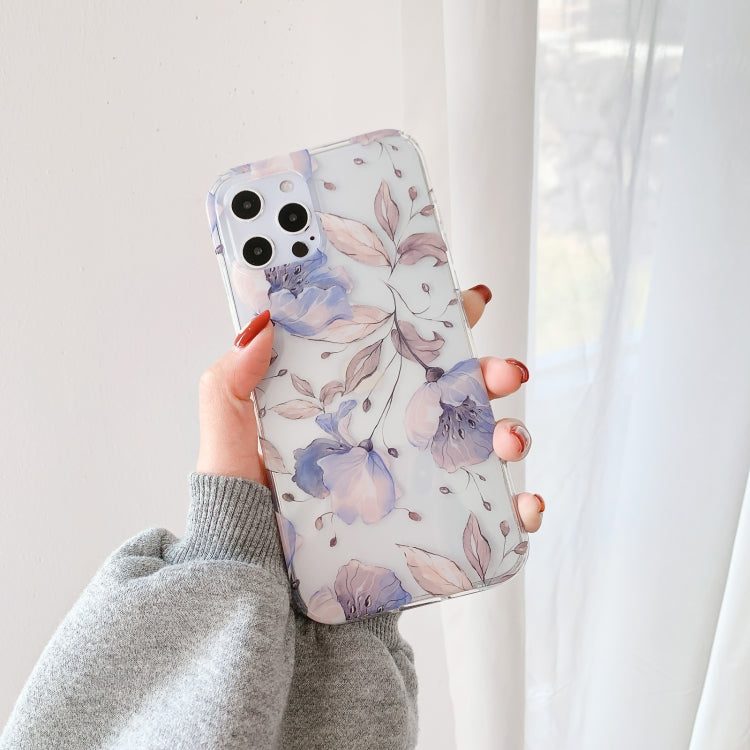 For iPhone 12 / 12 Pro Hollow Flowers Pattern TPU Protective Case
