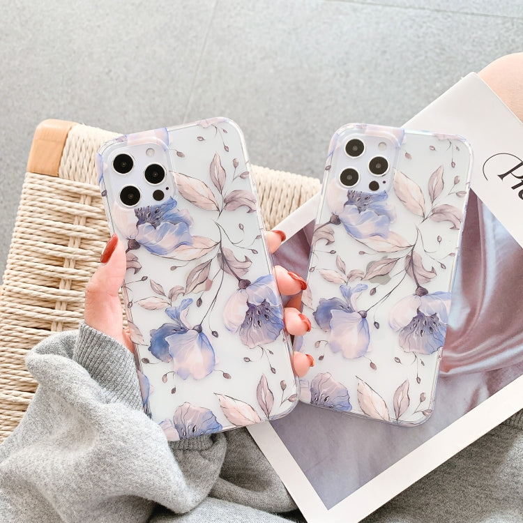 For iPhone 12 / 12 Pro Hollow Flowers Pattern TPU Protective Case