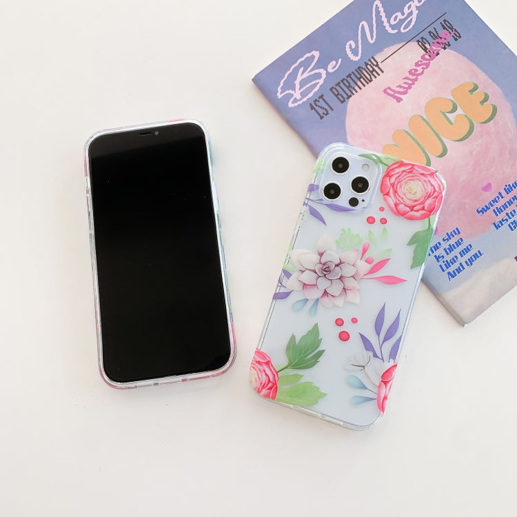 For iPhone 12 / 12 Pro Hollow Flowers Pattern TPU Protective Case