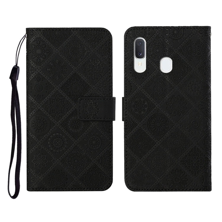 For Samsung Galaxy A20e Ethnic Style Embossed Pattern Horizontal Flip Leather Case with Holder & Card Slots & Wallet & Lanyard