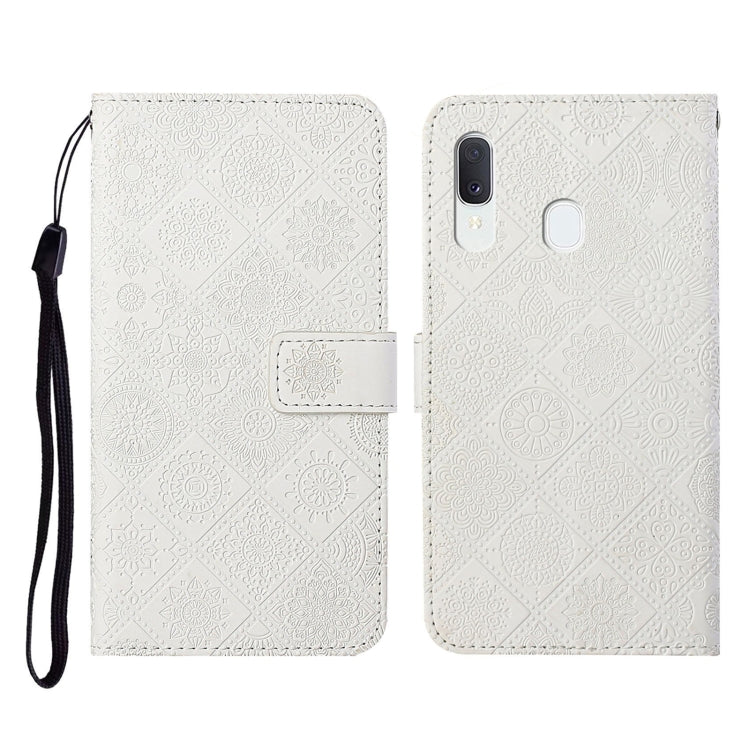 For Samsung Galaxy A20e Ethnic Style Embossed Pattern Horizontal Flip Leather Case with Holder & Card Slots & Wallet & Lanyard