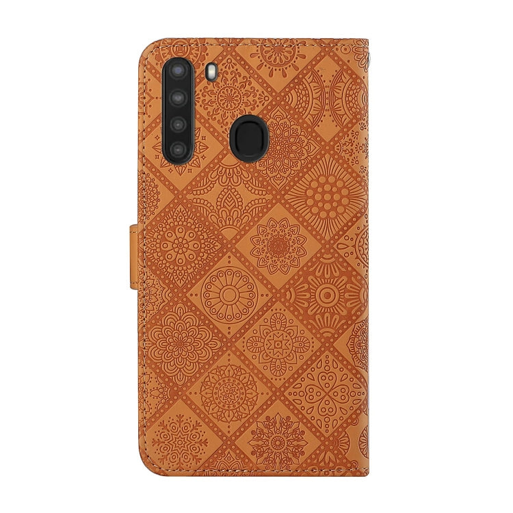 For Samsung Galaxy A21 Ethnic Style Embossed Pattern Horizontal Flip Leather Case with Holder & Card Slots & Wallet & Lanyard