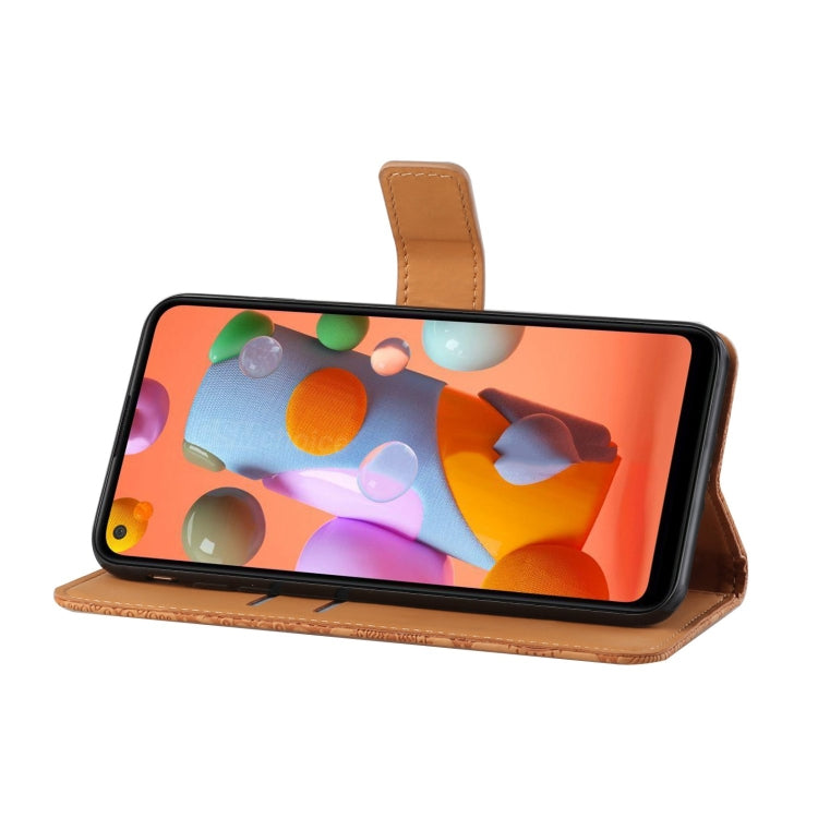 For Samsung Galaxy A21 Ethnic Style Embossed Pattern Horizontal Flip Leather Case with Holder & Card Slots & Wallet & Lanyard