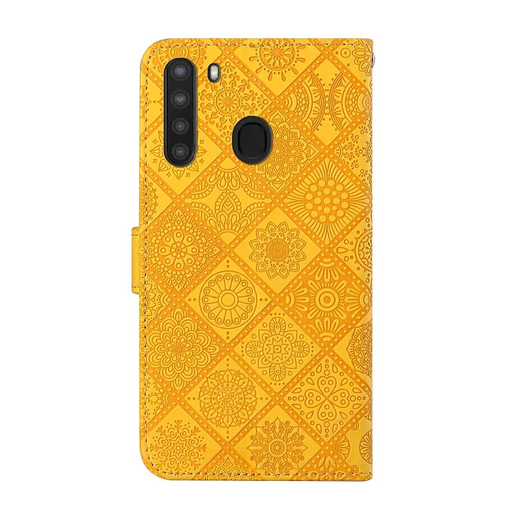 For Samsung Galaxy A21 Ethnic Style Embossed Pattern Horizontal Flip Leather Case with Holder & Card Slots & Wallet & Lanyard