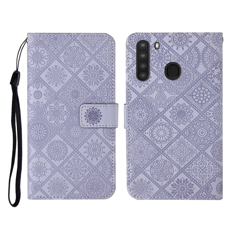 For Samsung Galaxy A21 Ethnic Style Embossed Pattern Horizontal Flip Leather Case with Holder & Card Slots & Wallet & Lanyard
