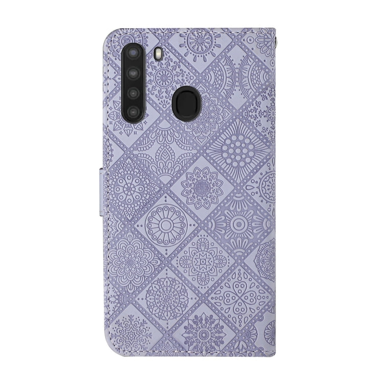 For Samsung Galaxy A21 Ethnic Style Embossed Pattern Horizontal Flip Leather Case with Holder & Card Slots & Wallet & Lanyard