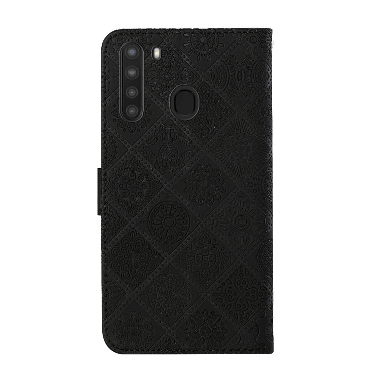 For Samsung Galaxy A21 Ethnic Style Embossed Pattern Horizontal Flip Leather Case with Holder & Card Slots & Wallet & Lanyard