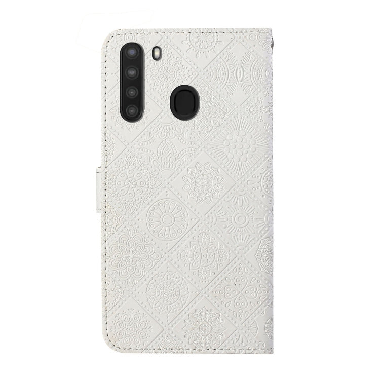 For Samsung Galaxy A21 Ethnic Style Embossed Pattern Horizontal Flip Leather Case with Holder & Card Slots & Wallet & Lanyard