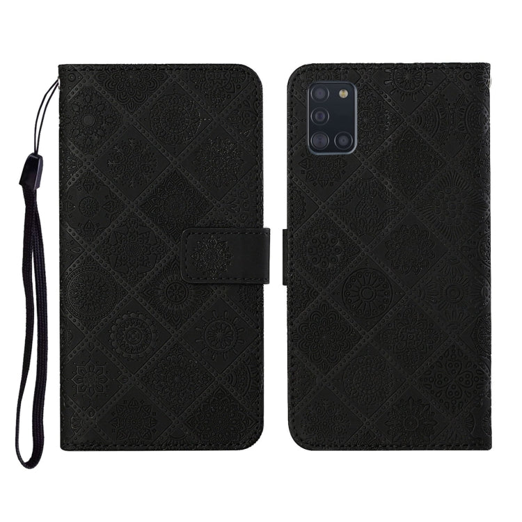 For Samsung Galaxy A31 Ethnic Style Embossed Pattern Horizontal Flip Leather Case with Holder & Card Slots & Wallet & Lanyard