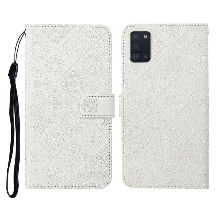 For Samsung Galaxy A31 Ethnic Style Embossed Pattern Horizontal Flip Leather Case with Holder & Card Slots & Wallet & Lanyard