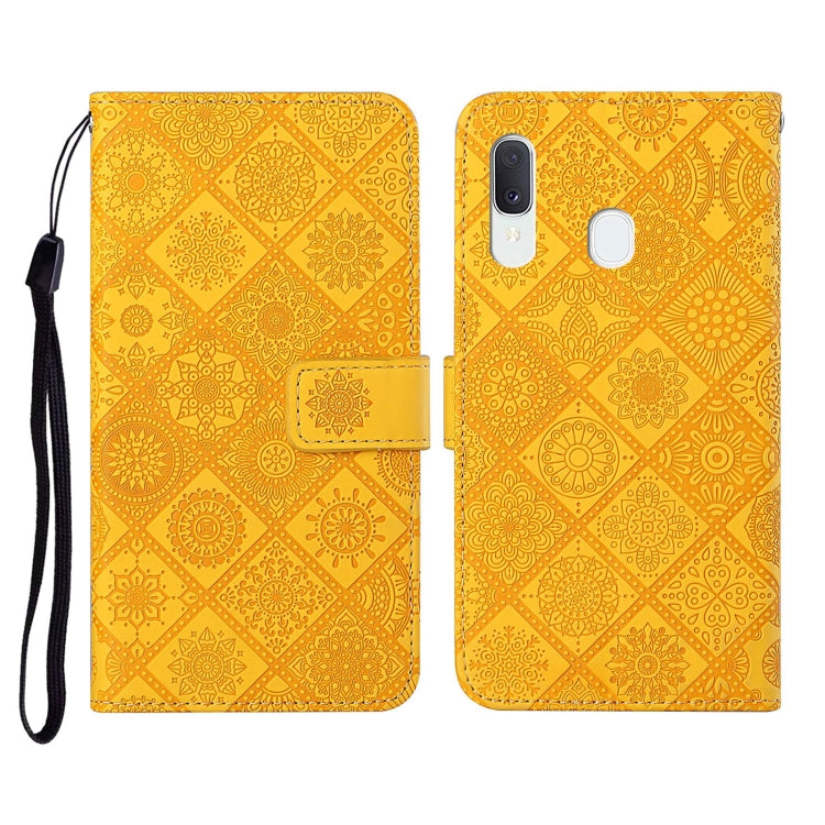For Samsung Galaxy A40 Ethnic Style Embossed Pattern Horizontal Flip Leather Case with Holder & Card Slots & Wallet & Lanyard