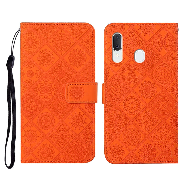 For Samsung Galaxy A40 Ethnic Style Embossed Pattern Horizontal Flip Leather Case with Holder & Card Slots & Wallet & Lanyard