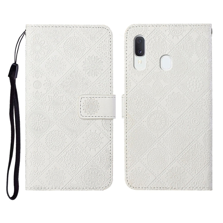 For Samsung Galaxy A40 Ethnic Style Embossed Pattern Horizontal Flip Leather Case with Holder & Card Slots & Wallet & Lanyard