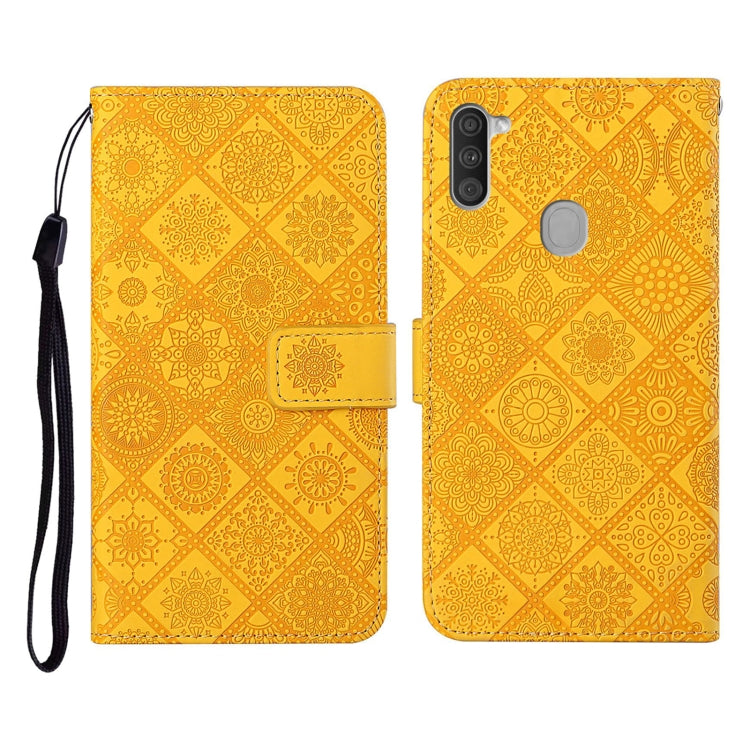 For Samsung Galaxy M11 Ethnic Style Embossed Pattern Horizontal Flip Leather Case with Holder & Card Slots & Wallet & Lanyard
