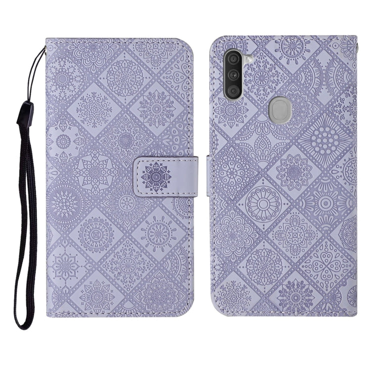 For Samsung Galaxy M11 Ethnic Style Embossed Pattern Horizontal Flip Leather Case with Holder & Card Slots & Wallet & Lanyard