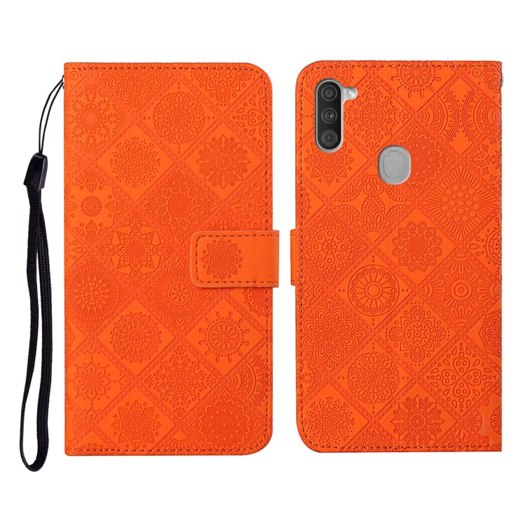 For Samsung Galaxy M11 Ethnic Style Embossed Pattern Horizontal Flip Leather Case with Holder & Card Slots & Wallet & Lanyard