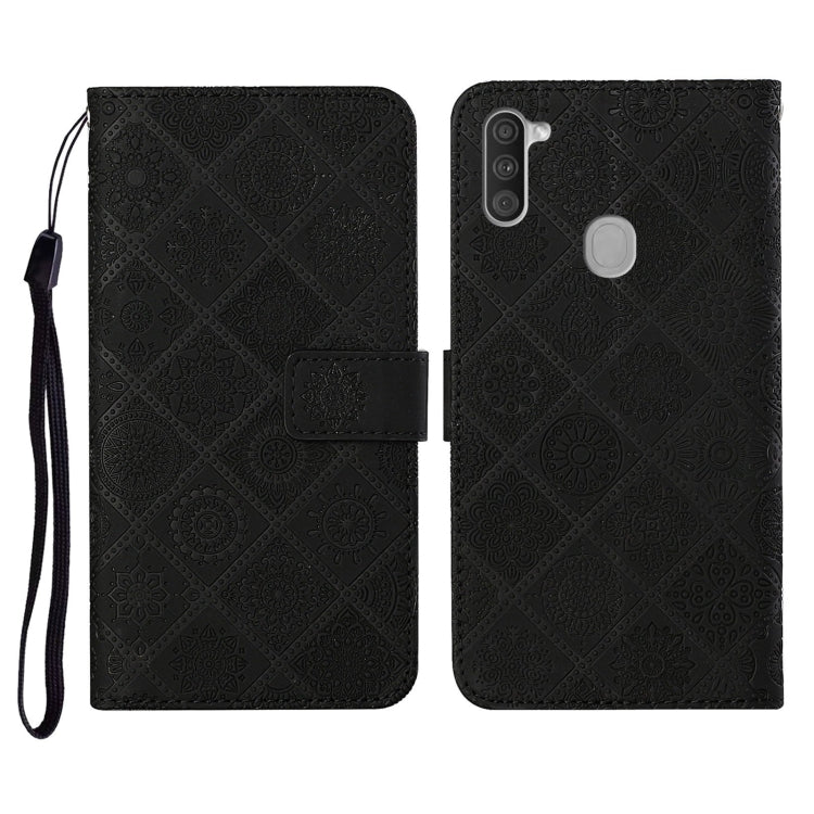 For Samsung Galaxy M11 Ethnic Style Embossed Pattern Horizontal Flip Leather Case with Holder & Card Slots & Wallet & Lanyard