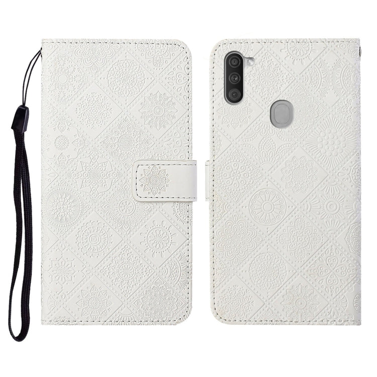 For Samsung Galaxy M11 Ethnic Style Embossed Pattern Horizontal Flip Leather Case with Holder & Card Slots & Wallet & Lanyard