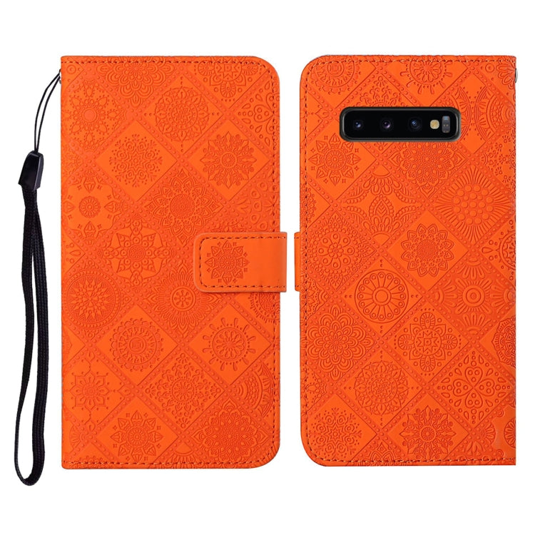 For Samsung Galaxy S10 Ethnic Style Embossed Pattern Horizontal Flip Leather Case with Holder & Card Slots & Wallet & Lanyard