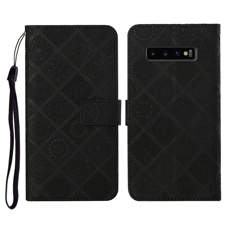 For Samsung Galaxy S10 Ethnic Style Embossed Pattern Horizontal Flip Leather Case with Holder & Card Slots & Wallet & Lanyard