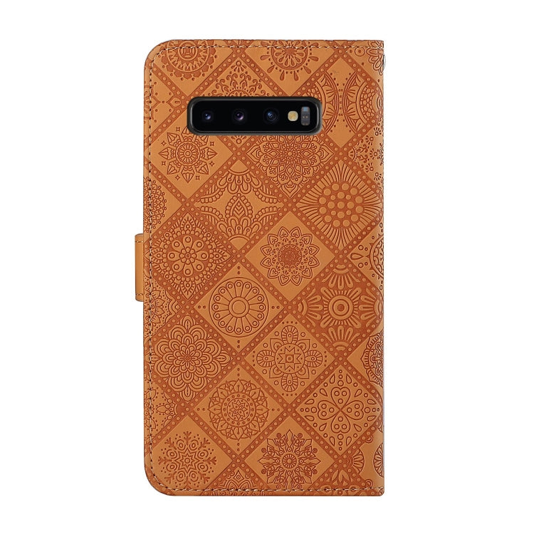 For Samsung Galaxy S10+ Ethnic Style Embossed Pattern Horizontal Flip Leather Case with Holder & Card Slots & Wallet & Lanyard