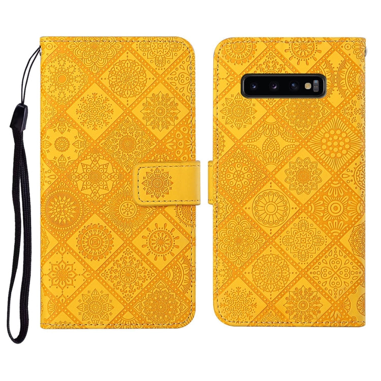 For Samsung Galaxy S10+ Ethnic Style Embossed Pattern Horizontal Flip Leather Case with Holder & Card Slots & Wallet & Lanyard