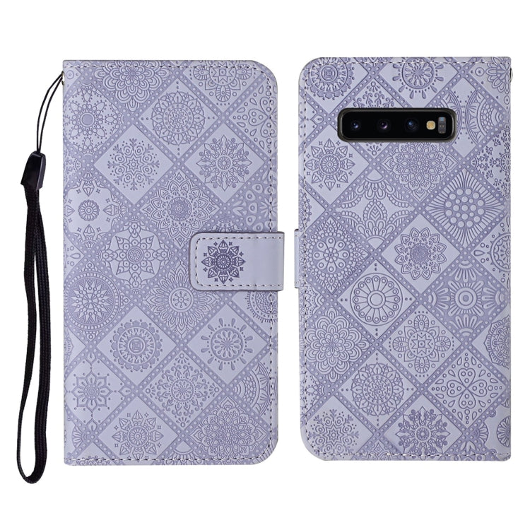For Samsung Galaxy S10+ Ethnic Style Embossed Pattern Horizontal Flip Leather Case with Holder & Card Slots & Wallet & Lanyard