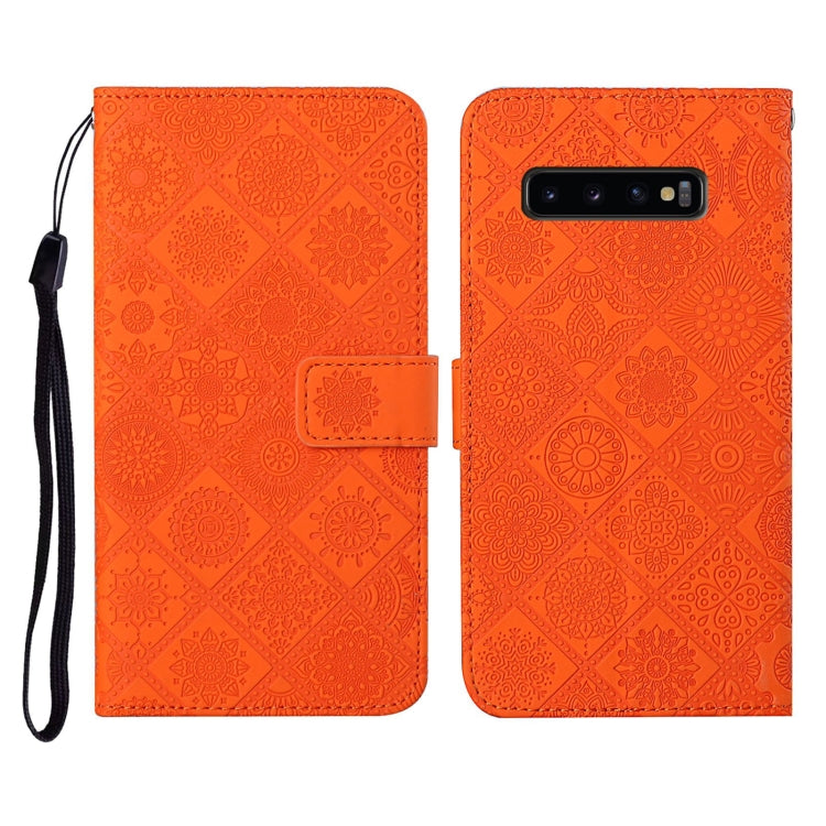 For Samsung Galaxy S10+ Ethnic Style Embossed Pattern Horizontal Flip Leather Case with Holder & Card Slots & Wallet & Lanyard