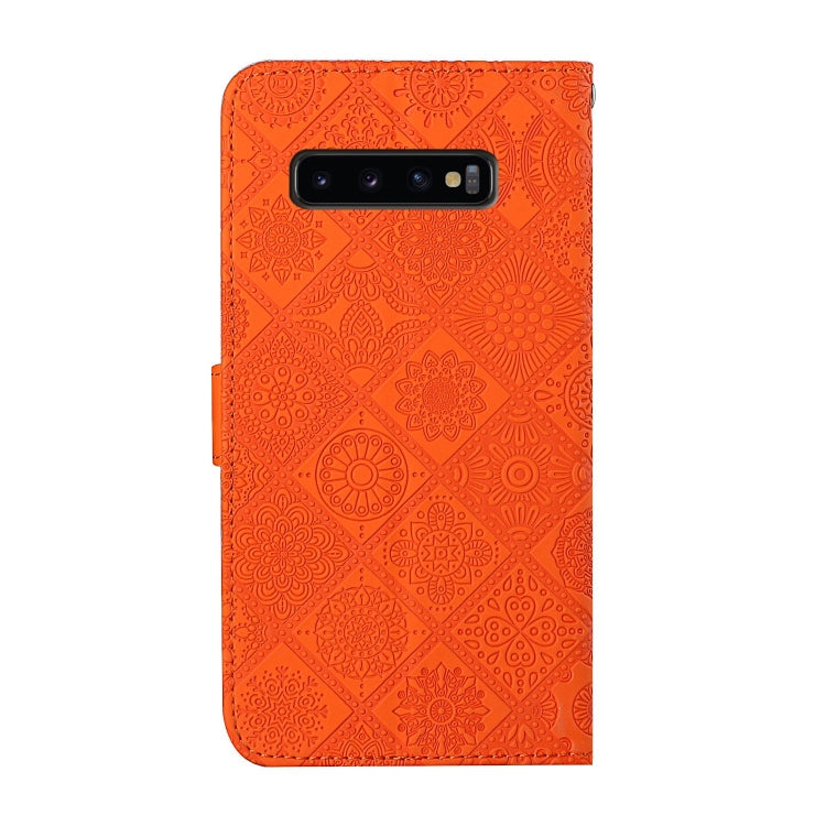 For Samsung Galaxy S10+ Ethnic Style Embossed Pattern Horizontal Flip Leather Case with Holder & Card Slots & Wallet & Lanyard