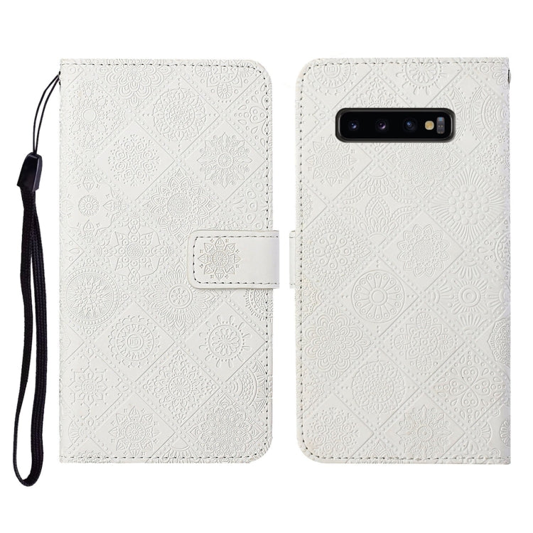 For Samsung Galaxy S10+ Ethnic Style Embossed Pattern Horizontal Flip Leather Case with Holder & Card Slots & Wallet & Lanyard