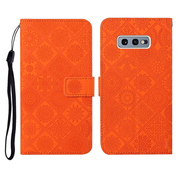 For Samsung Galaxy S10e Ethnic Style Embossed Pattern Horizontal Flip Leather Case with Holder & Card Slots & Wallet & Lanyard