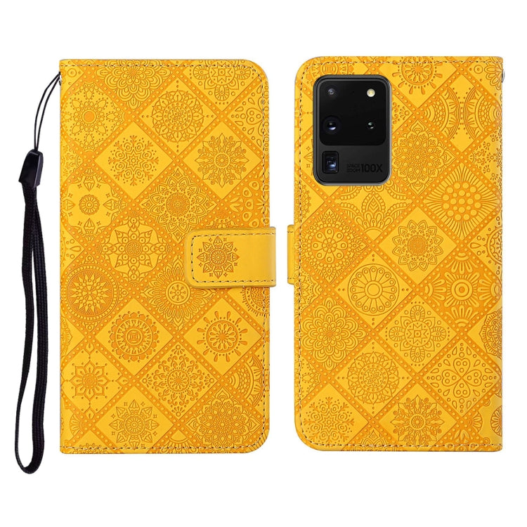 For Samsung Galaxy S20 Ultra Ethnic Style Embossed Pattern Horizontal Flip Leather Case with Holder & Card Slots & Wallet & Lanyard