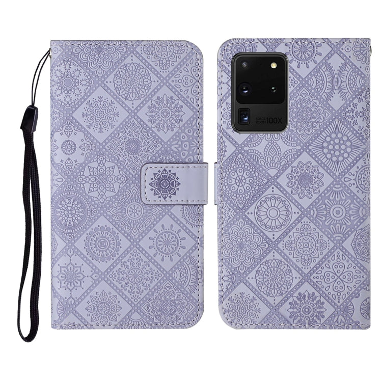 For Samsung Galaxy S20 Ultra Ethnic Style Embossed Pattern Horizontal Flip Leather Case with Holder & Card Slots & Wallet & Lanyard