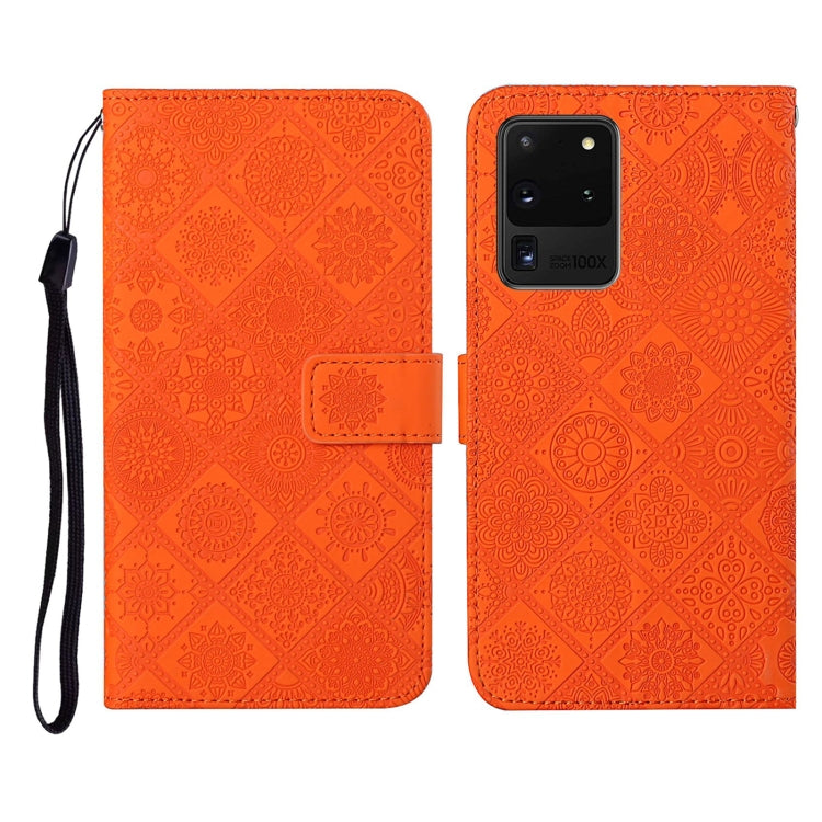 For Samsung Galaxy S20 Ultra Ethnic Style Embossed Pattern Horizontal Flip Leather Case with Holder & Card Slots & Wallet & Lanyard