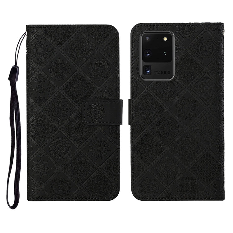 For Samsung Galaxy S20 Ultra Ethnic Style Embossed Pattern Horizontal Flip Leather Case with Holder & Card Slots & Wallet & Lanyard