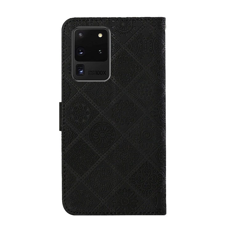 For Samsung Galaxy S20 Ultra Ethnic Style Embossed Pattern Horizontal Flip Leather Case with Holder & Card Slots & Wallet & Lanyard