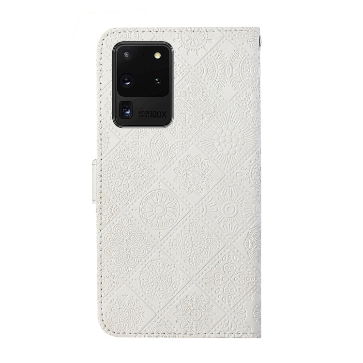 For Samsung Galaxy S20 Ultra Ethnic Style Embossed Pattern Horizontal Flip Leather Case with Holder & Card Slots & Wallet & Lanyard