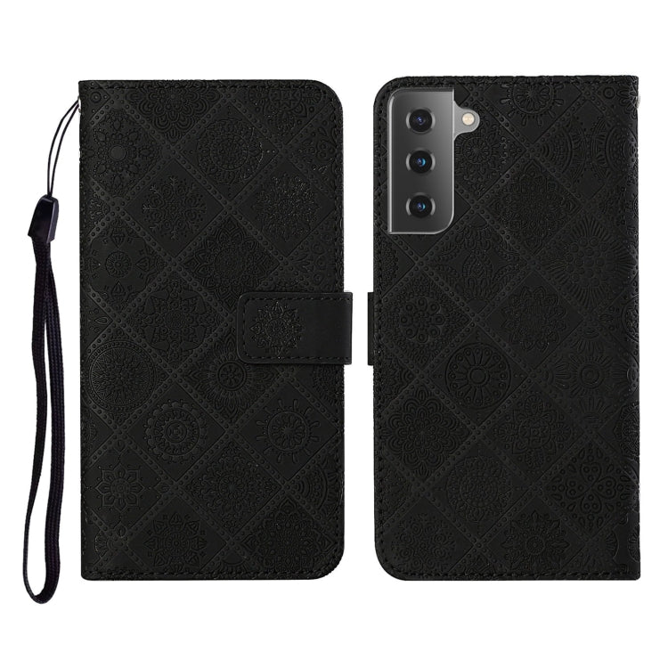 For Samsung Galaxy Galaxy S21 5G Ethnic Style Embossed Pattern Horizontal Flip Leather Case with Holder & Card Slots & Wallet & Lanyard