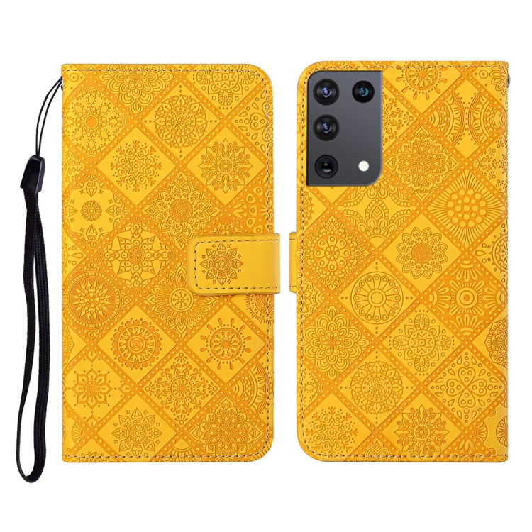 For Samsung Galaxy S21Ultra 5G Ethnic Style Embossed Pattern Horizontal Flip Leather Case with Holder & Card Slots & Wallet & Lanyard