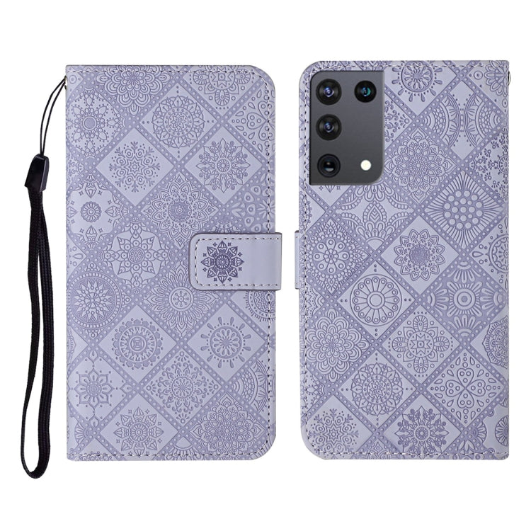 For Samsung Galaxy S21Ultra 5G Ethnic Style Embossed Pattern Horizontal Flip Leather Case with Holder & Card Slots & Wallet & Lanyard