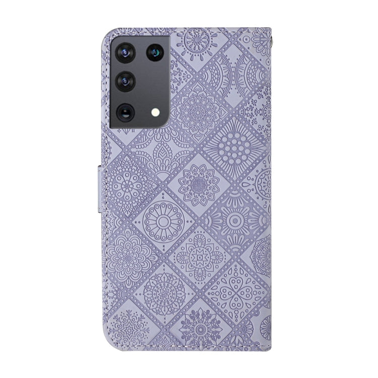 For Samsung Galaxy S21Ultra 5G Ethnic Style Embossed Pattern Horizontal Flip Leather Case with Holder & Card Slots & Wallet & Lanyard