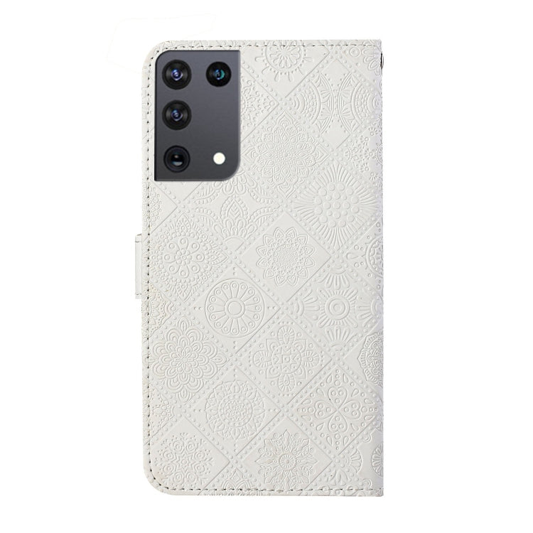 For Samsung Galaxy S21Ultra 5G Ethnic Style Embossed Pattern Horizontal Flip Leather Case with Holder & Card Slots & Wallet & Lanyard