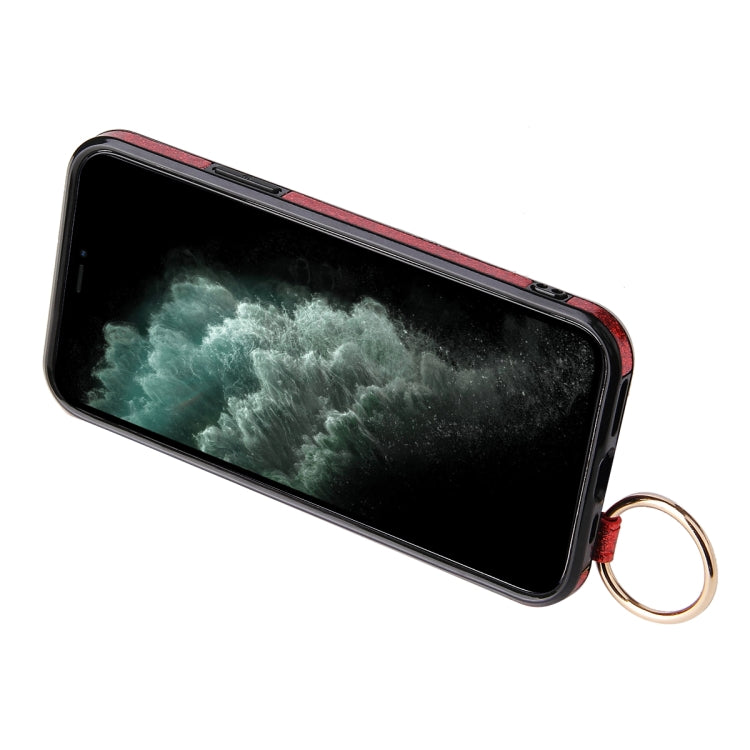 For iPhone 12 mini Glitter Powder PU+TPU Shockproof Protective Case with Holder & Card Slots & Wrist Strap